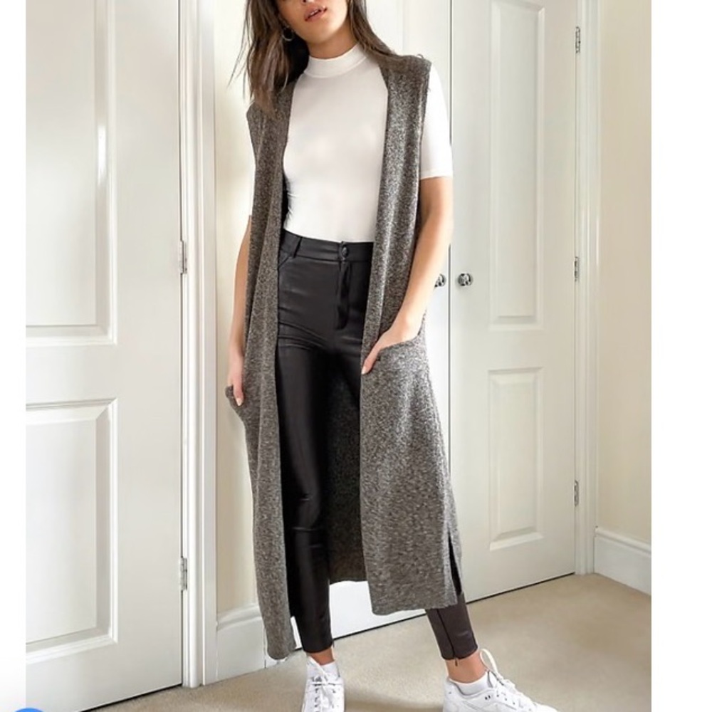 NWOT - M Lounge Relaxed Maxi Sleeveless Cardigan - Grey - XS